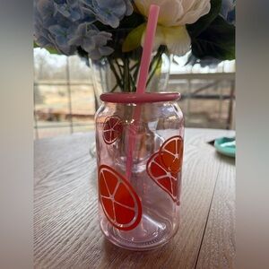 Pink Citrus Can Tumbler with Straw
